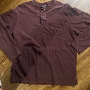Duluth trading co. Relaxed fit long tail t Brown 3 button Henley shirt size XL